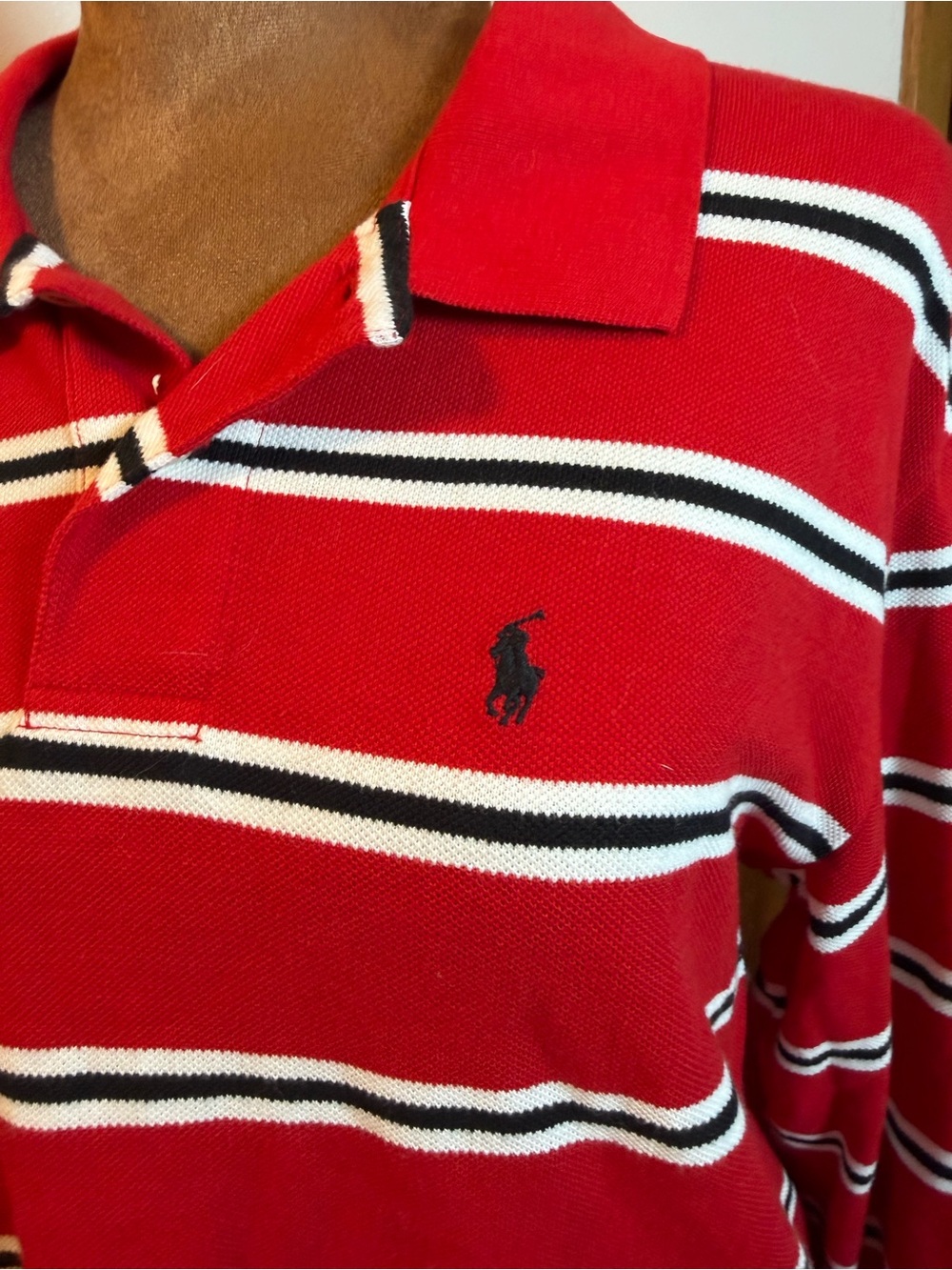 Polo Ralph Lauren Red, White & Black Striped Polo Shirt - Picture 5 of 7